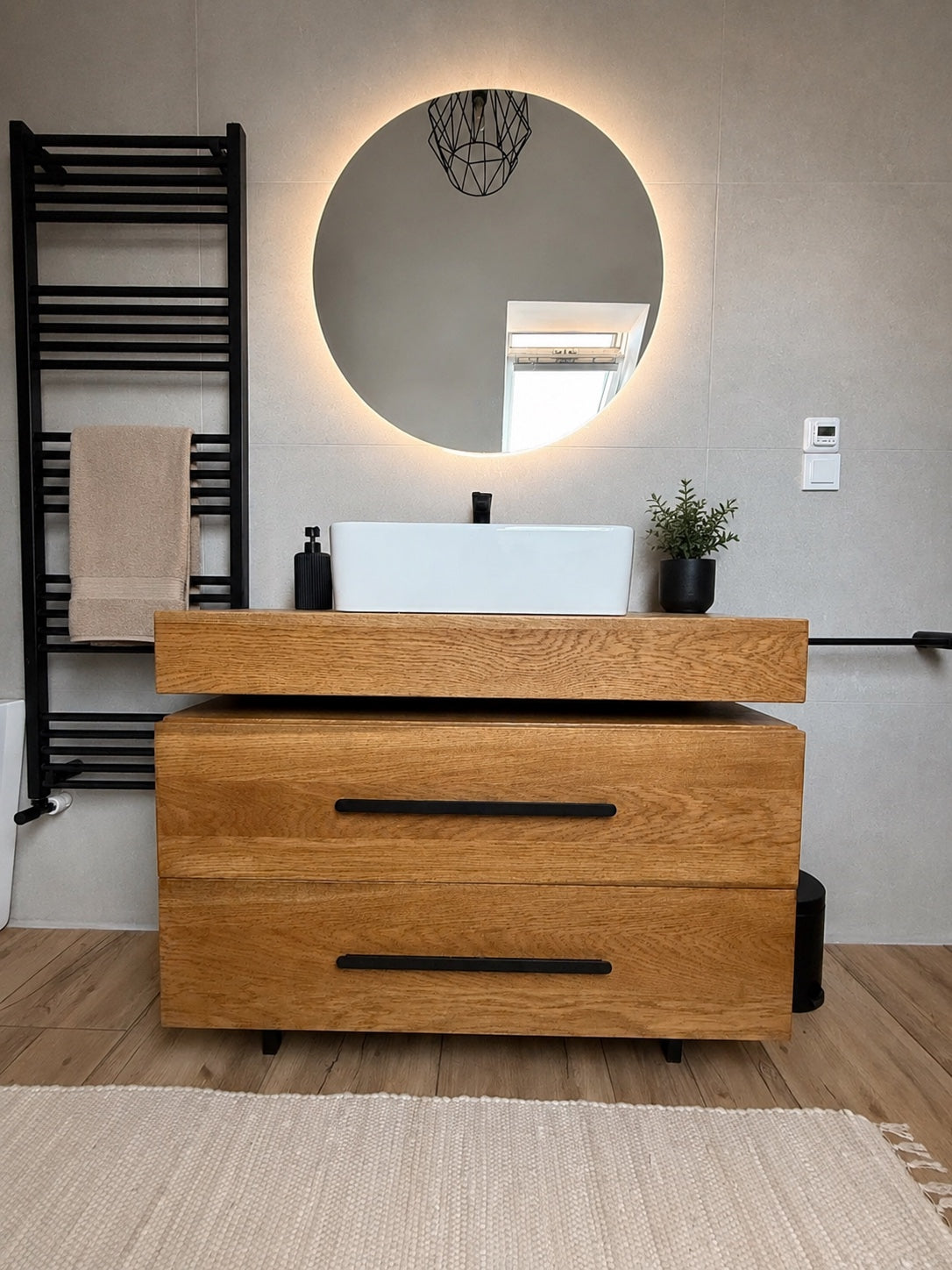 Dulap Baie Rahel in stil rustic, lemn masiv stejar