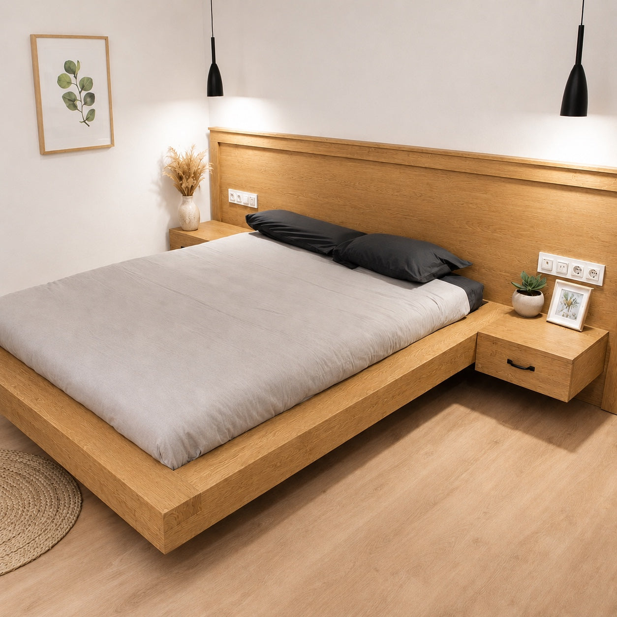 Artur Beam Bed, solid wood, rustic, 180cmx200cm-Outlet