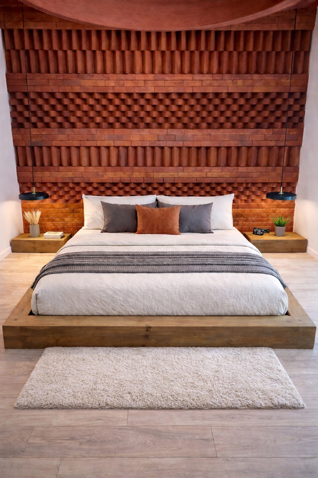 Un pat modern japonezi intr-o camera