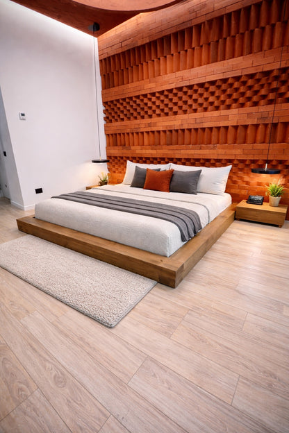 Un pat modern japonezi intr-o camera