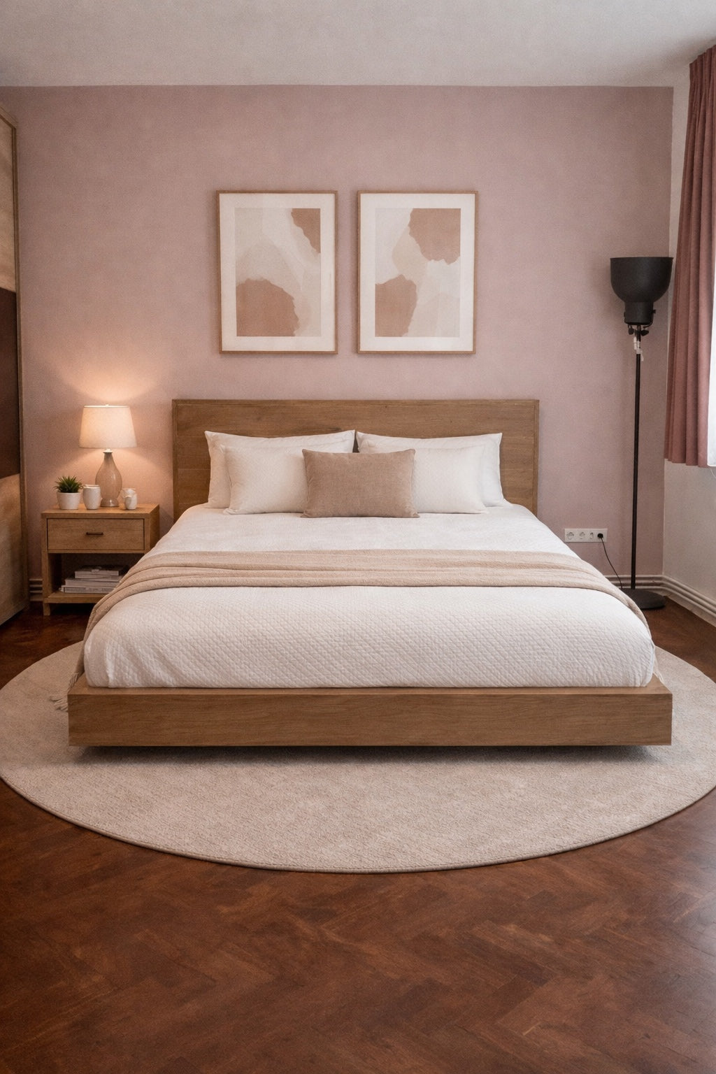 Un pat rustic stejar in camera