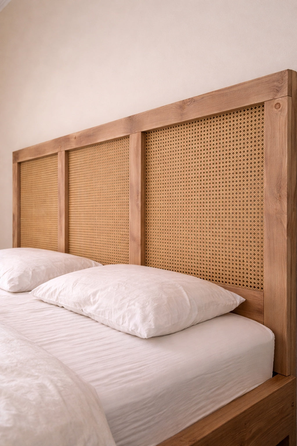 Un pat rustic in dormitor