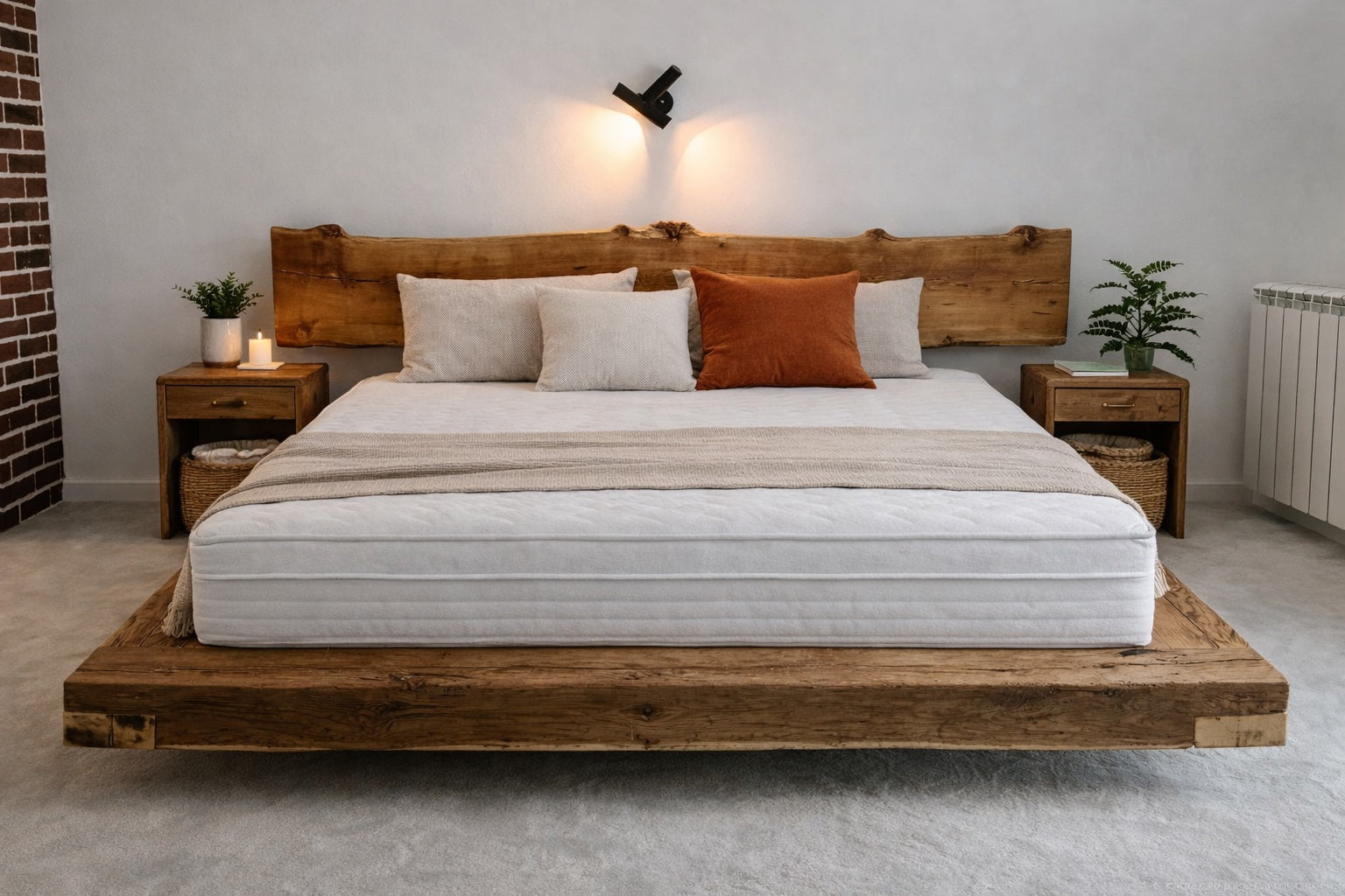 Un pat in dormitor din stejar vechi