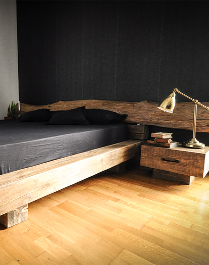 Beam bed, solid wood, rustic, Cristian model 