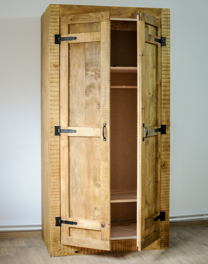 Rustic style clothes closet, solid wood