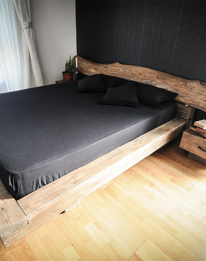 Beam bed, solid wood, rustic, Cristian model 