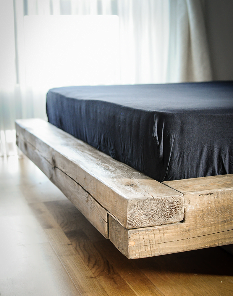 Beam bed, solid wood, rustic, Cristian model 