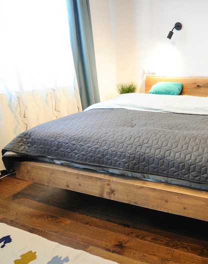 Beam bed, solid wood, rustic, Agnes model 