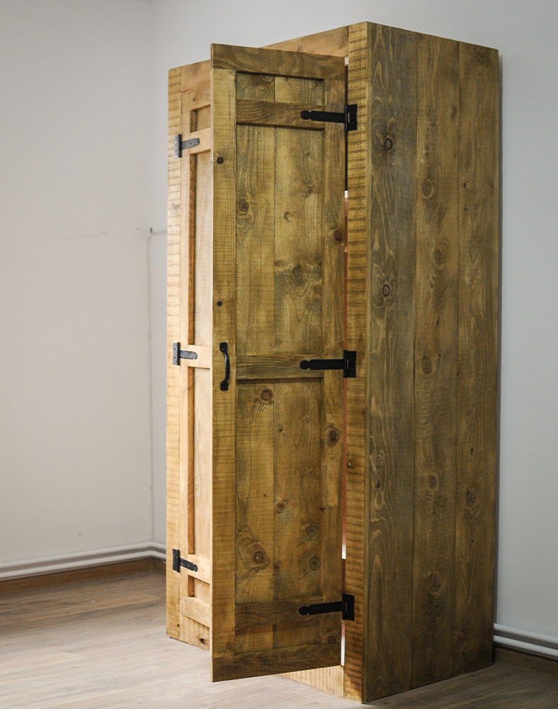 Rustic style clothes closet, solid wood