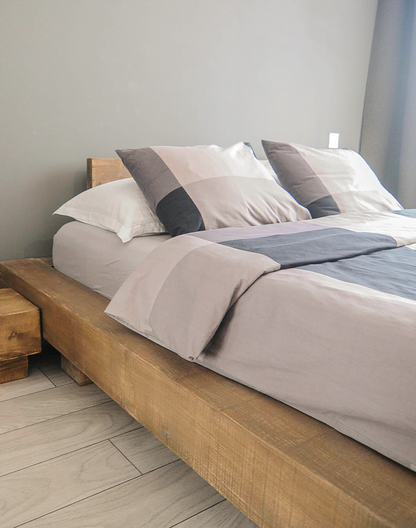 Beam bed, solid wood, rustic, Madalin model