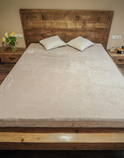 Beam bed, solid wood, rustic, Sebi model