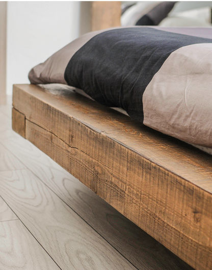 Beam bed, solid wood, rustic, Madalin model