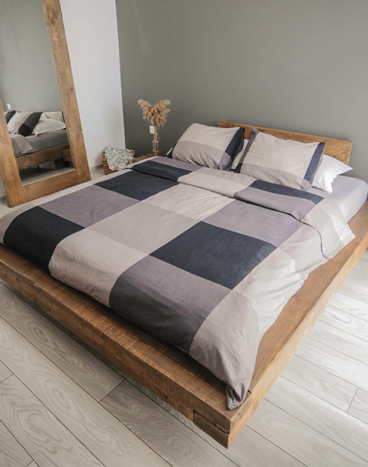 Beam bed, solid wood, rustic, Madalin model